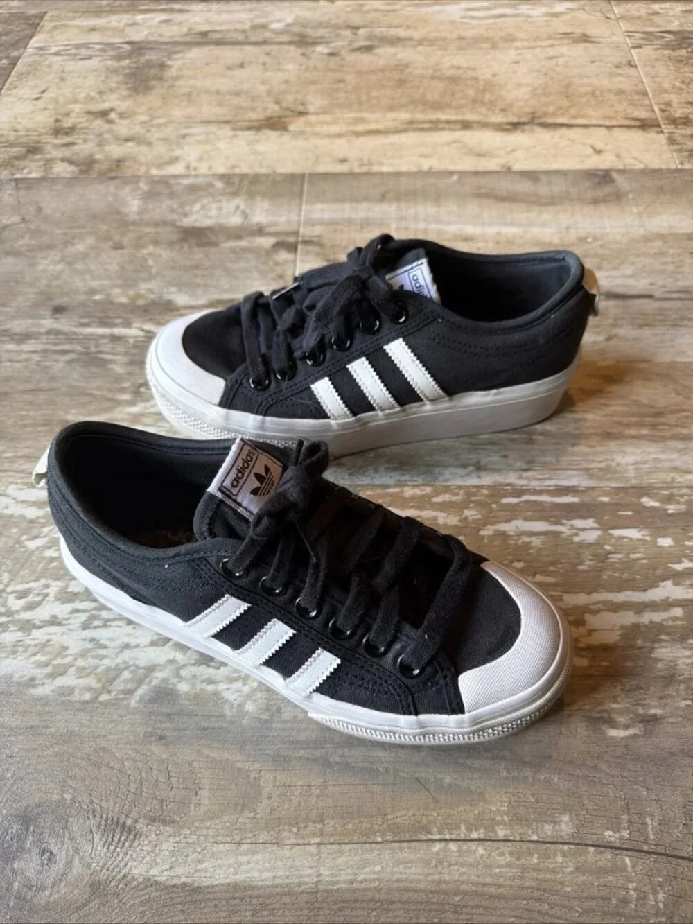 adidas Nizza Platform Shoes Black Walking Casual Comfort Lift Sneakers Women’s 7